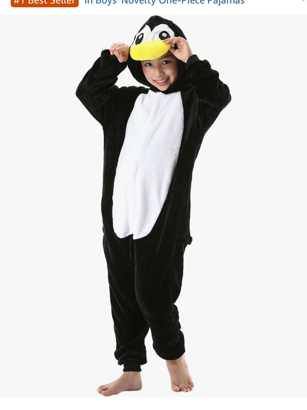 Kids Penguin Costume Onesie - Black & White Hooded Costume
